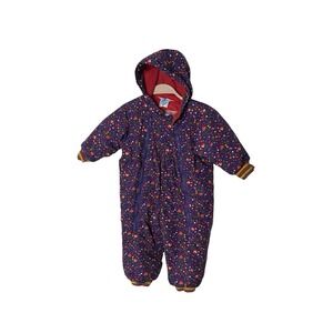 VTG Hanna Andersson Baby Snowsuit 85 2  Purple Floral Hooded Double Zipper